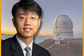 Sihao Cheng headshot with Canada France Hawaiʻi Telescope in background