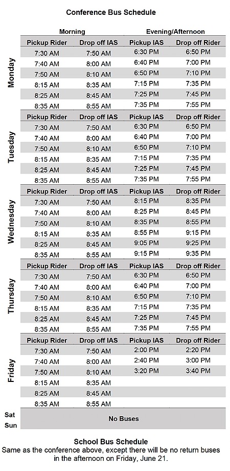 Amplitudes Bus Schedule