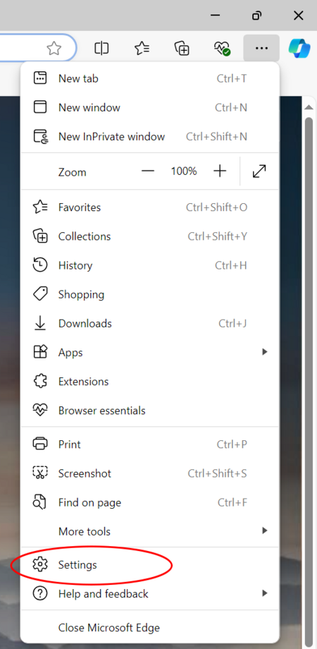 Edge Menu Settings