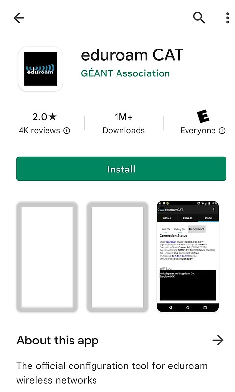 eduroam CAT app on playstore